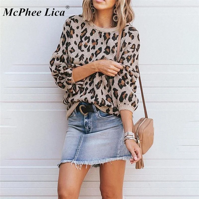 Женский вязаный свитер с леопардовым принтом Сезон Зима принт животными сезон