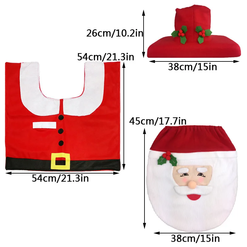 3pc santa Чехол подушки сиденья для унитаза, рождественские украшения, счастье, Санта-Клаус, крышка для унитаза и ковер, набор для ванной комнаты, домашний Рождественский Декор - Цвет: 3pc santa