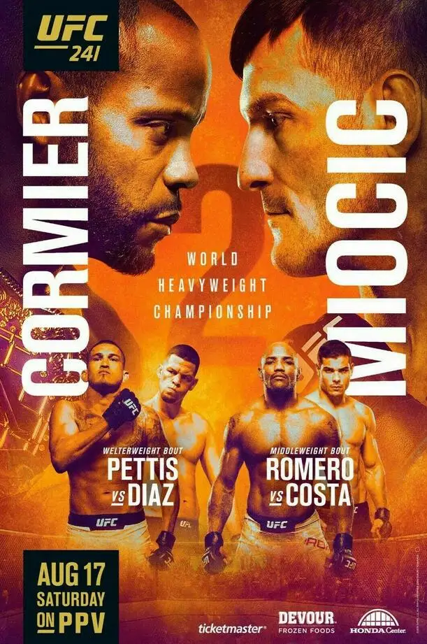 241 год плакат Cormier vs Miocic с художественной печатью Шелковый домашний Настенный