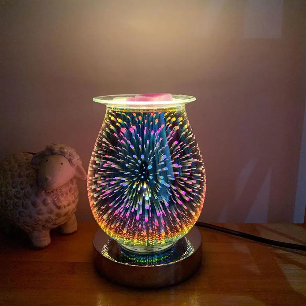 Стеклянный 3d-фейерверк Электрический ароматический воск плавкая курильница