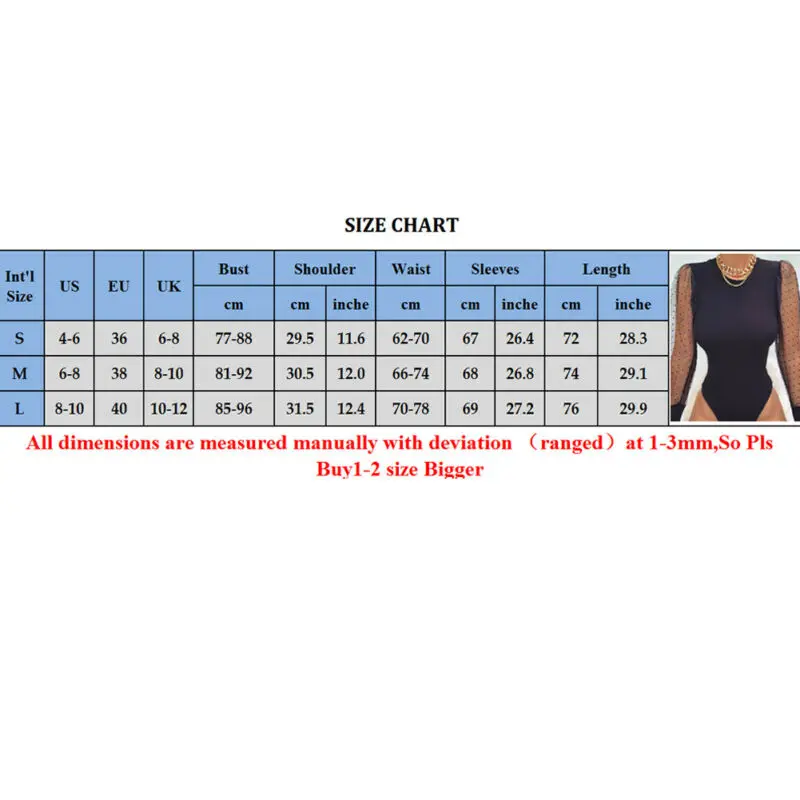 

Women Sexy Crew Neck Transparent Polka Dot Mesh Transparent Long Sleeve Puff Black Women Patchwork Party Bodysuits Streetwear