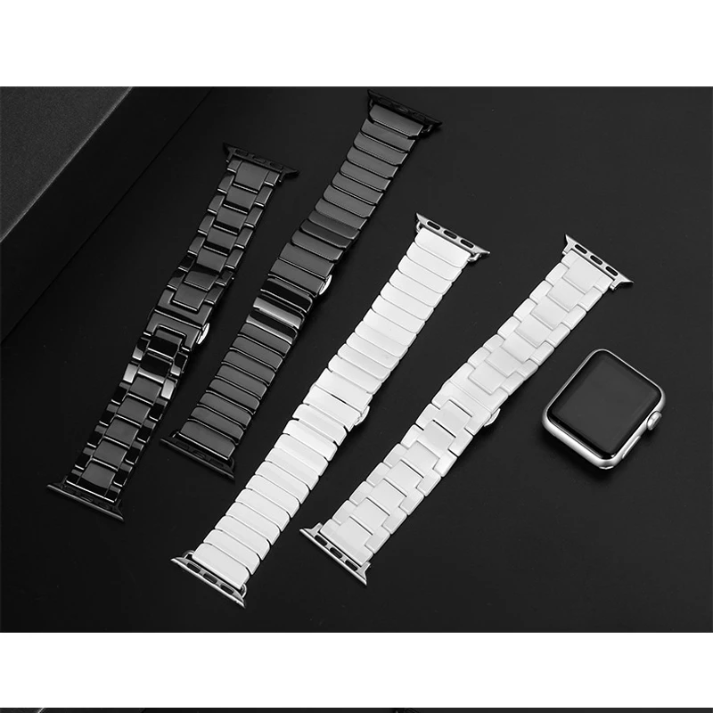 Керамический ремешок для Apple Watch Series 6 SE 5 4 3 iwatch 42 мм 38 металлический браслет с