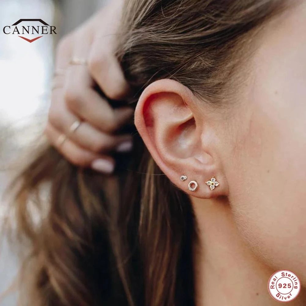 Серьги-гвоздики CANNER из стерлингового серебра 925 пробы милые серьги-гвоздики с