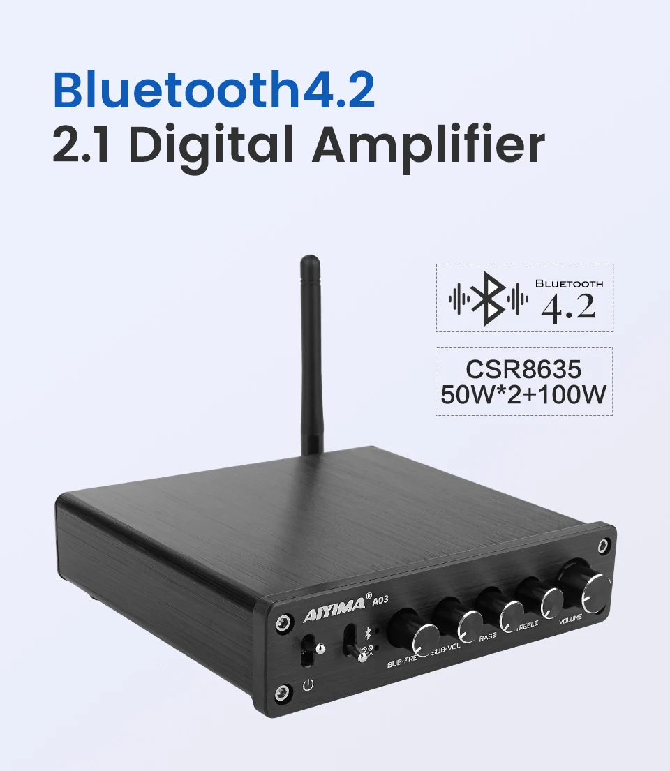 AIYIMA TPA3116 Bluetooth 2,1 канальный усилитель HIFI усилитель звука аудио сабвуфер усилитель цифровой 50 Вт* 2+ 100 Вт