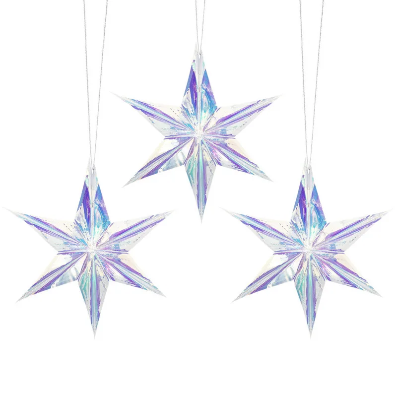 

5PCS Neon Film Five Pointed Star Pull Flower The Lantern Ornaments Window Birthday Wedding Party Decoration