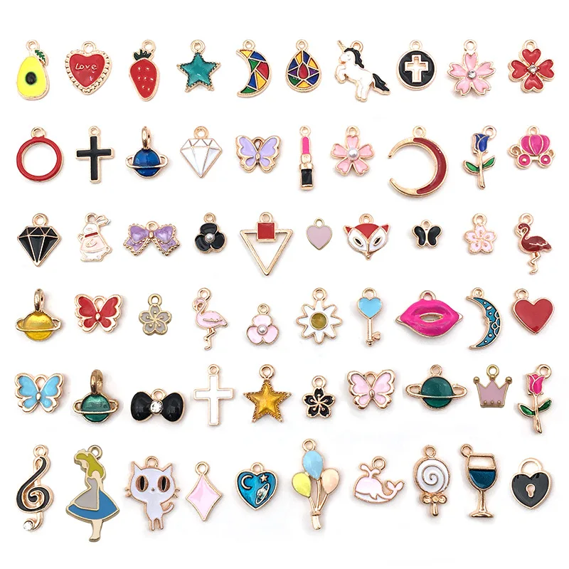 Микс 60 шт./упак. лук растение животное Эмаль Подвески золотой цвет DIY для