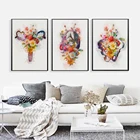 Художественный настенный постер на холсте с изображением беременности акварелью и цветочным принтом Акушеры подарка гинеколога Doula для обучения медицине Настенный декор