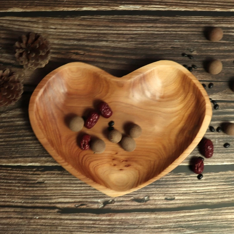 

Wooden Heart Shape Serving Tray Fruit Storage Plate Snacks Fruit Tray Candy Dessert Platter Kitchen Tableware