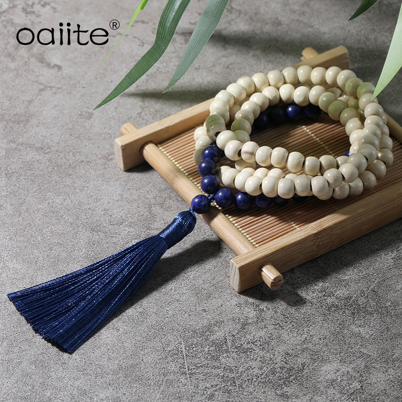 OAIITE 8 мм полудрагоценные драгоценные камни деревянное искусственное ожерелье