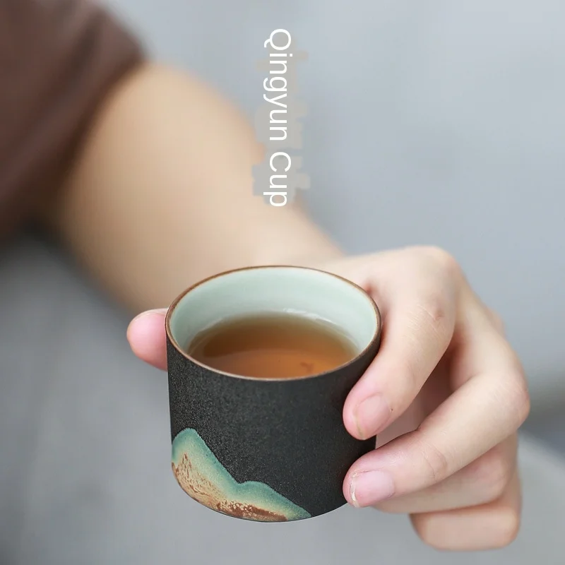 

Hand-Painted Zen Tea Cup Handmade Retro Chinese Style Stoneware Master Cup Ceramic Kung Fu Tea Set Ceramic Cup Small Cups