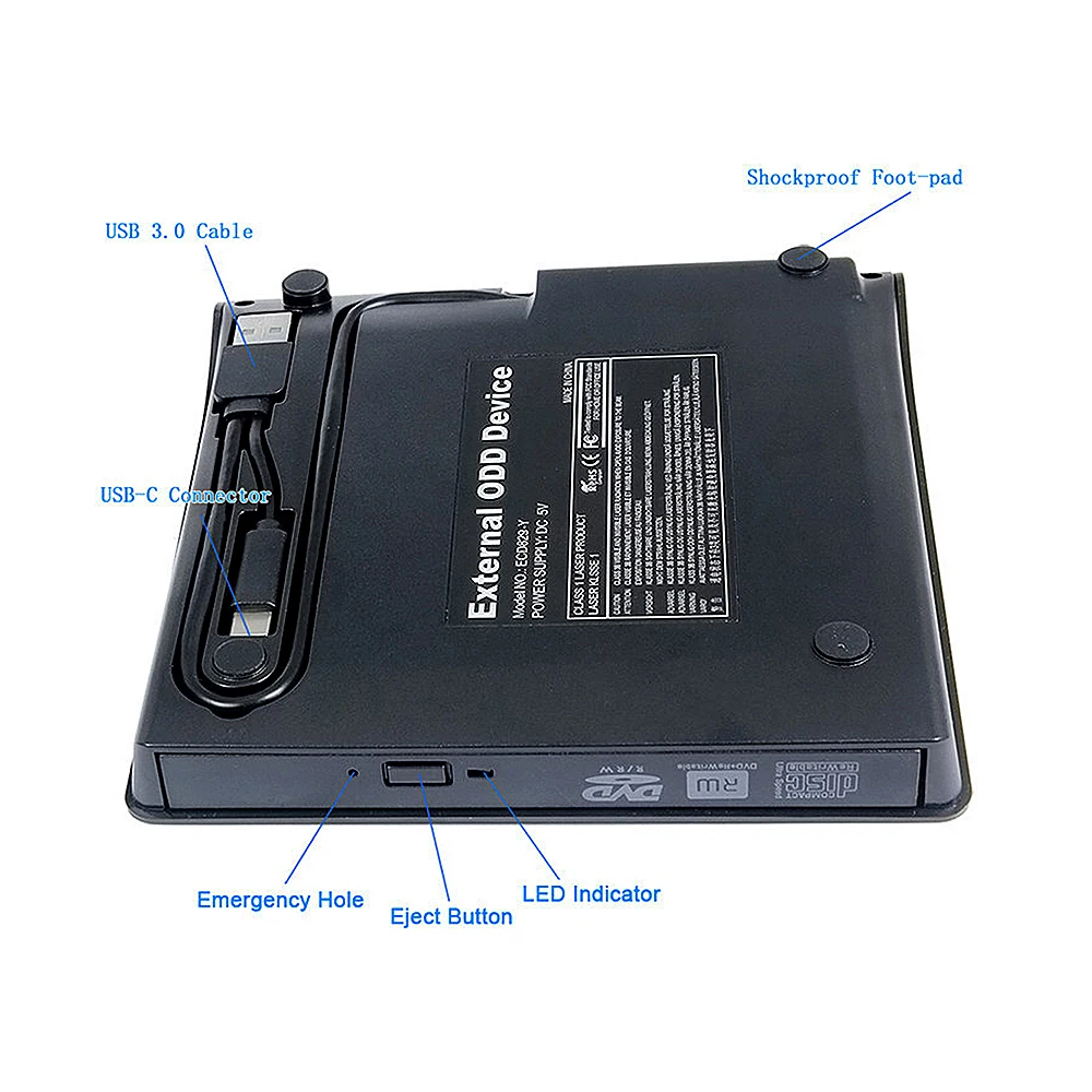 USB 3 0 Тип C Dual Порты и разъёмы ультра тонкий внешний оптический привод CD/DVD плеер в