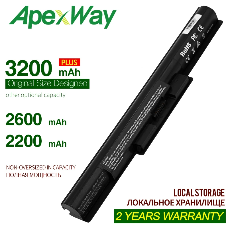Аккумулятор ApexWay для ноутбука Sony BPS35 моделей VAIO подходит 14E Fit 15E серии с