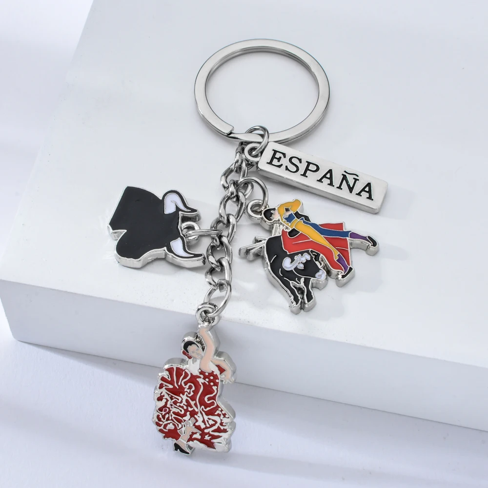Vicney Мода Испания Стиль сувенир брелок Espana танцовщица брелок боец быка и кольцо для ключей с брелоком "голова быка" брелок подарок для друга