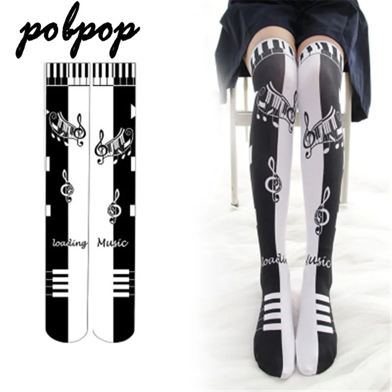 POBPOP 3D печатных модные чулки выше колена Косплей выставка может носить носки