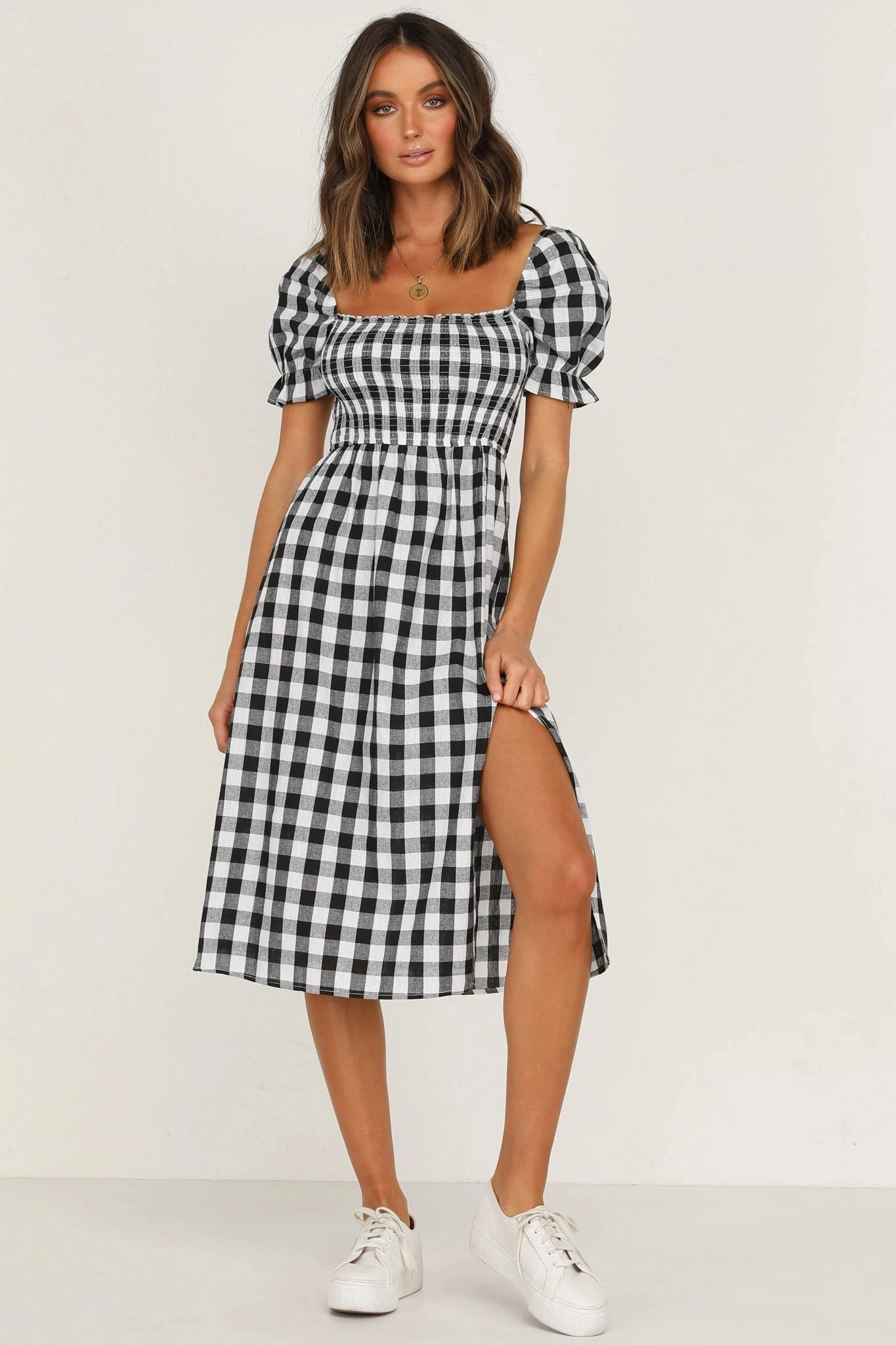 

Bodycon dress for women Square Neck Black Dress Women Elegant Cotton Fashion Side Split Dress Mini Ladies Basic