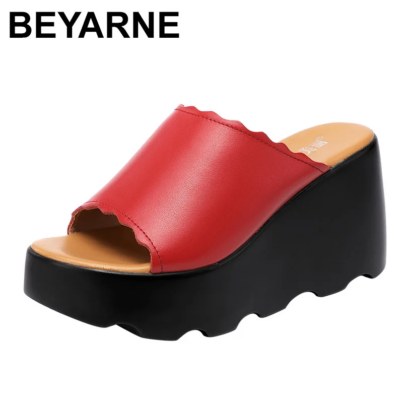 

BEYARNE 8cm High Heel Sandals Summer Women Wedge Heels Platform Shoes Fashion Open Toe Ladies Slingback Sandal