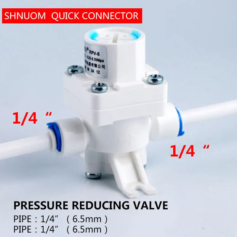

RO Water Relief Valve Pressure Reducing Regulator 1/4" OD Hose Quick Connection CNKB-RPV-6 Diameter 6.5MM Reverse Osmosis System