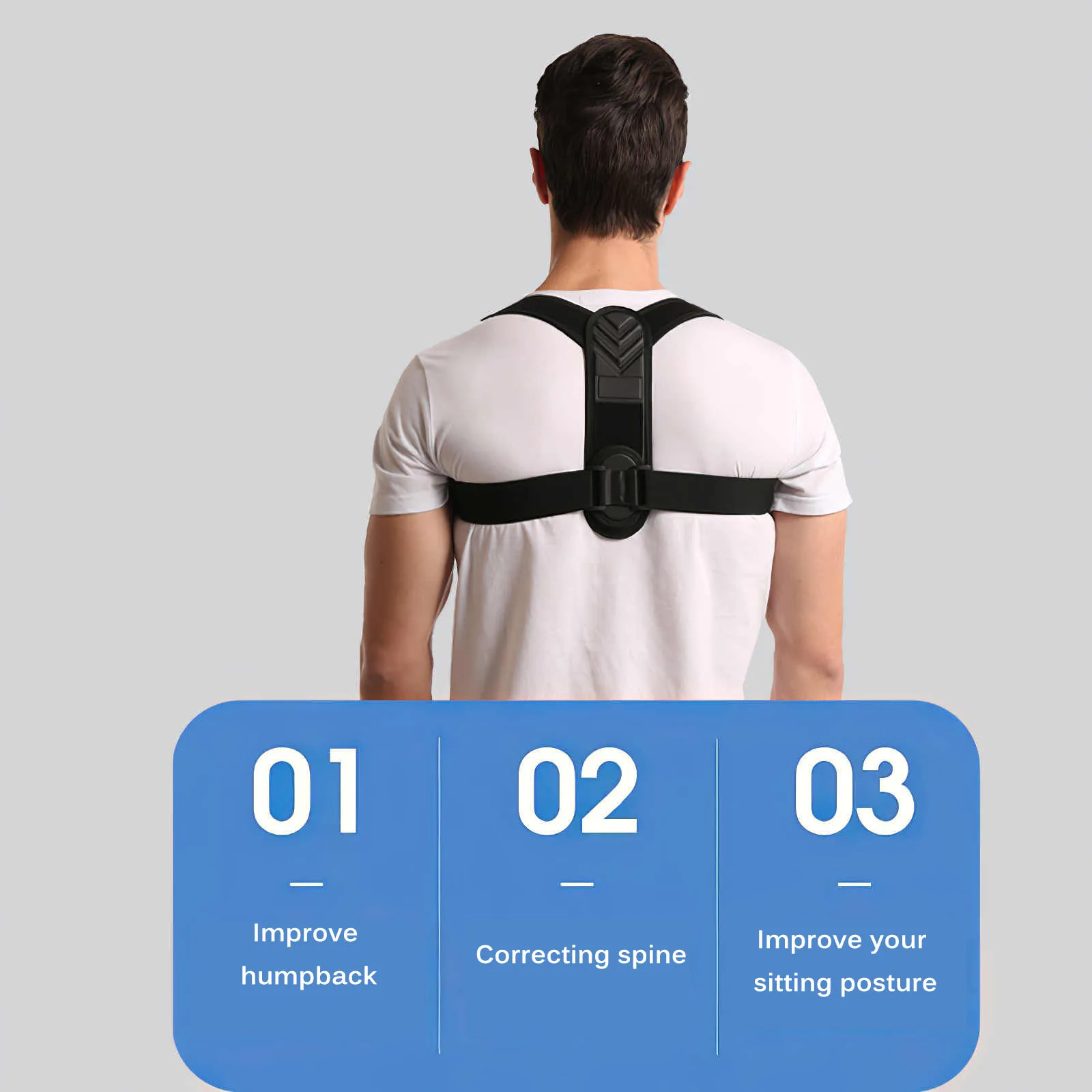 

Корректор осанки, регулируемый обезболивающий двойной ремень, Компактный регулируемый Корректор осанки для мужчин и женщин