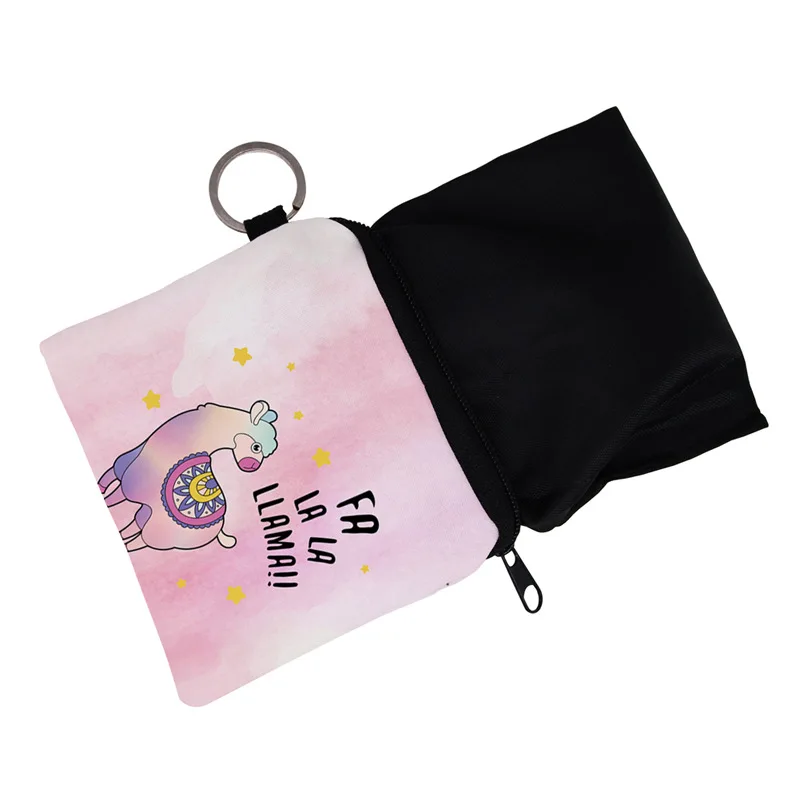 WULI SEVEN Pink Alpaca Printing Coin Purse Small Zipper Waterproof Card Key Pouch Mini Square Wallet For Children Gift | Багаж и сумки