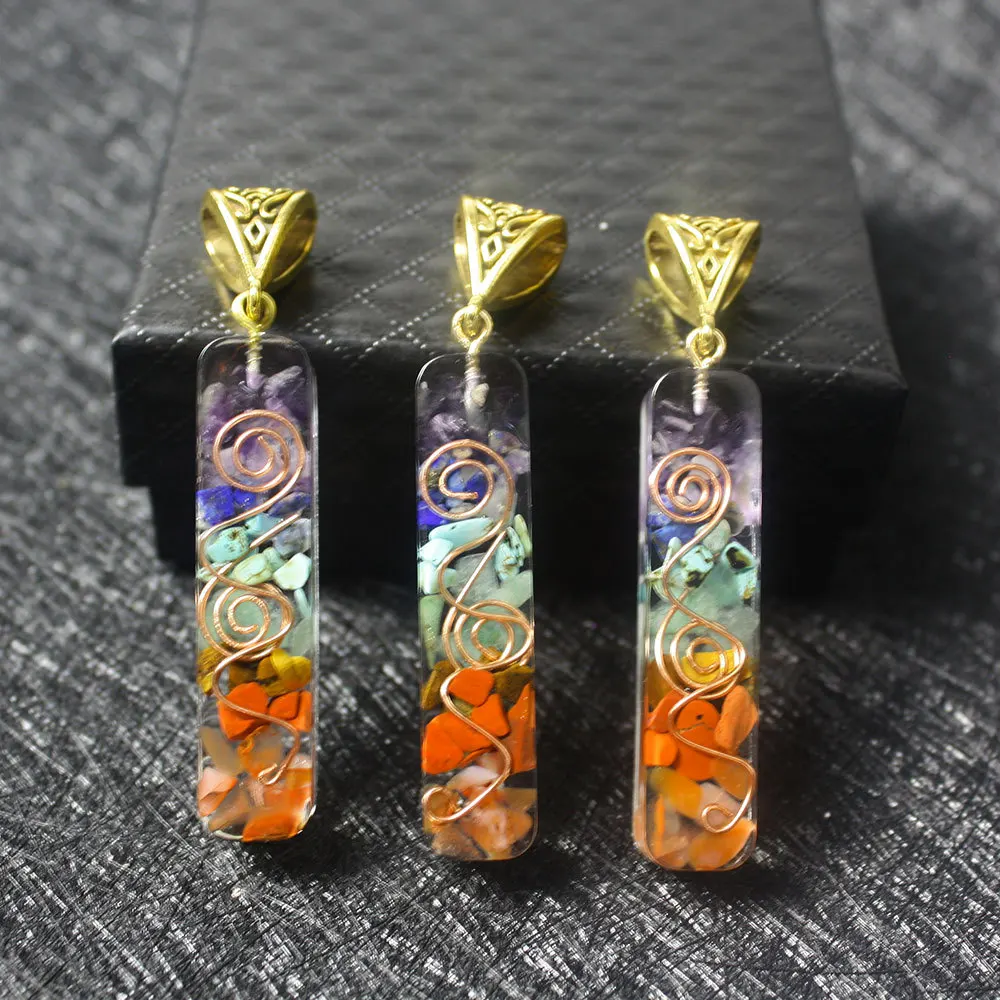 

Orgone Meditation Seven Chakra Semi-precious Stone Crystal Pendulum Pendant Charms Women Jewelry Making DIY Necklace Accessories