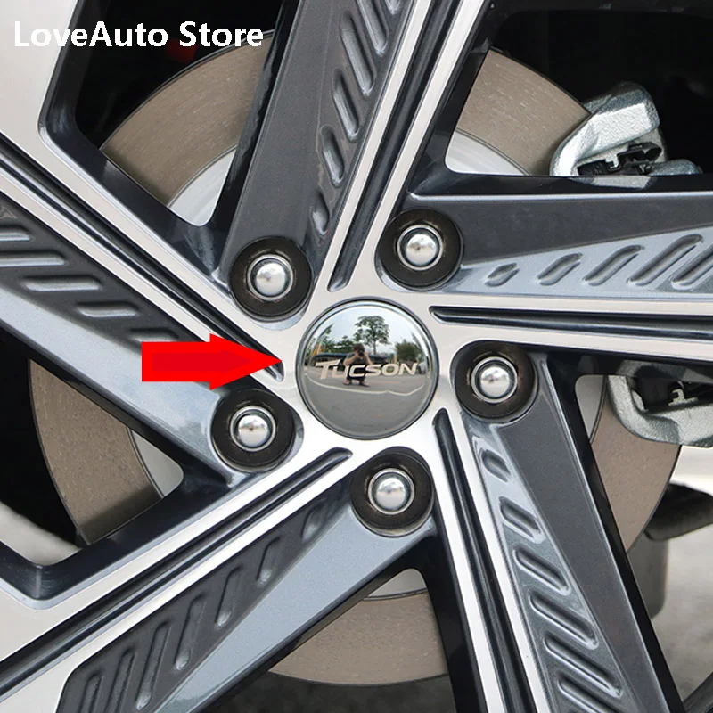 

For Hyundai Tucson NX4 2021 2022 Car Hub Cover Center Ring Patch Stainless Steel Decorative Sequins Wheel Label Decoration