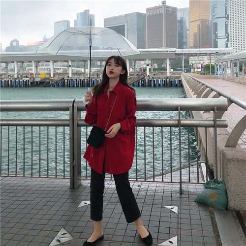 Однотонные простые красные универсальные модные 2019 Новое поступление тонкие