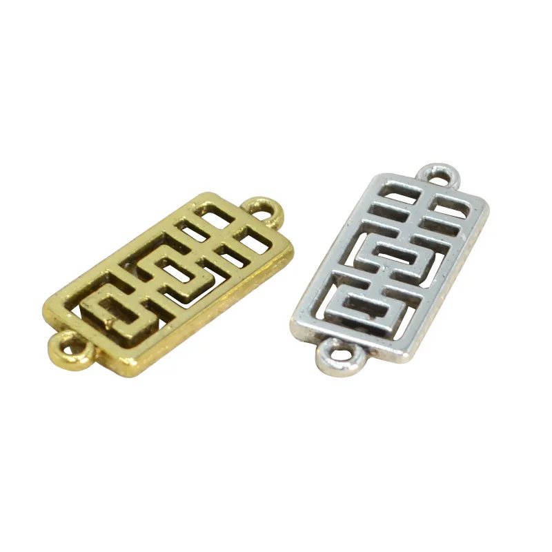 

50 PCS 8*20mm The Chinese Character For Happiness Metal Alloy Connector Charms For DIY Jewelry Making