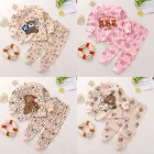 Комплекты одежды для малышей с мультяшным медведем, осенняя одежда для маленьких мальчиков, хлопковая одежда для младенцев, одежда для девочек, 2 предмета, нижнее белье для новорожденных, комплект детской одежды