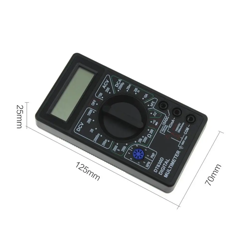 Black DT-830D мини карманный цифровой мультиметр 1999 отсчетов AC/DC Вольт Ампер мультиметр hFE тестер непрерывности Амперметр Вольтметр Омметр - Цвет: Black