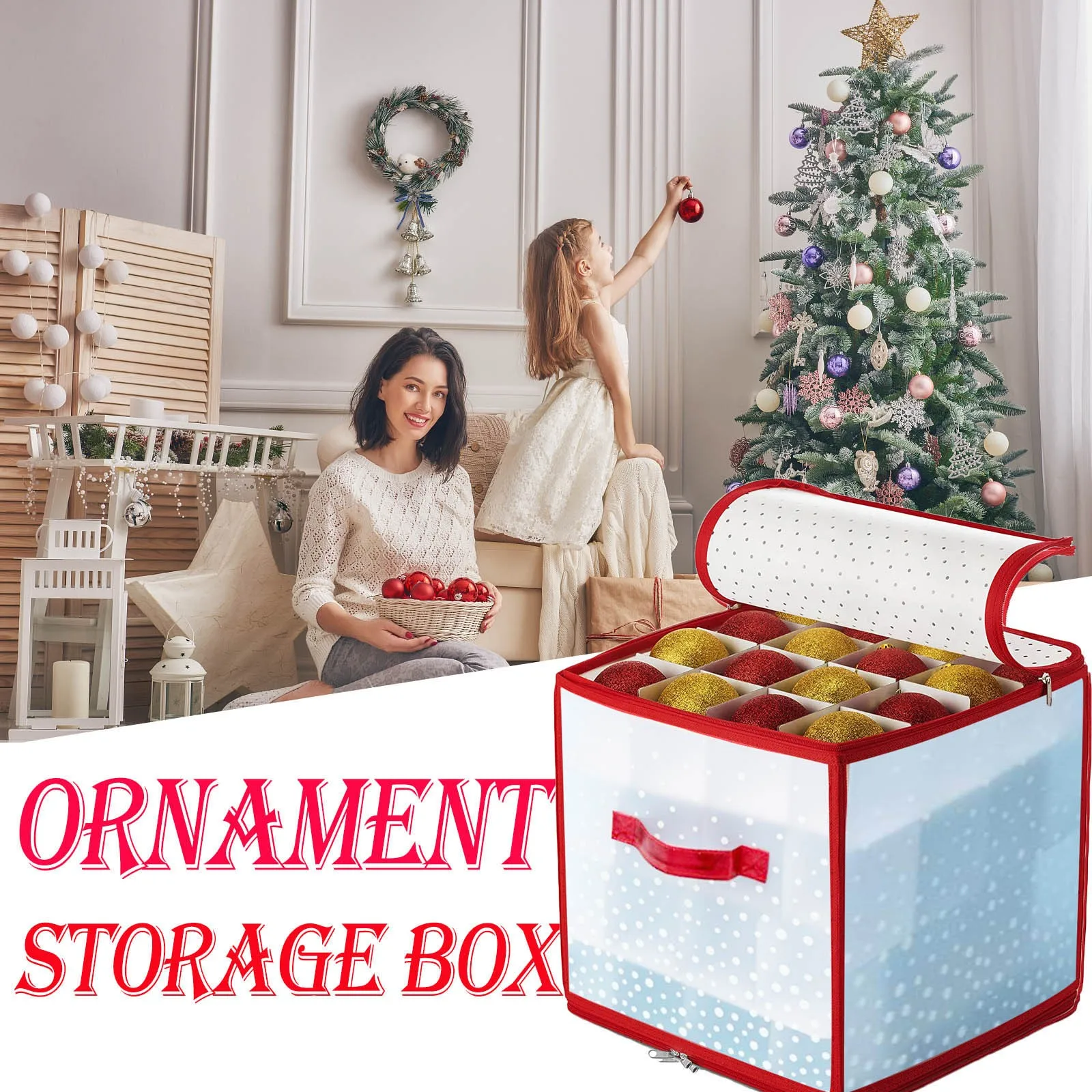 

Ornament 64 Baubles Storage Box Ornament Xmas Tree Bag Decoration Box