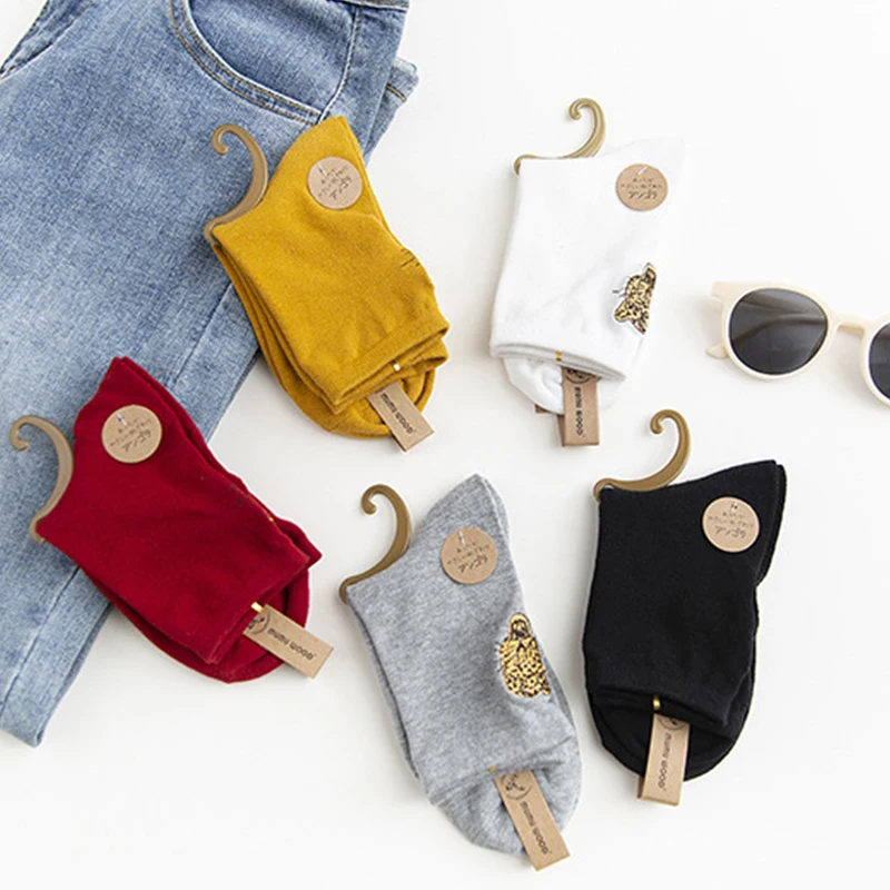 Женские осенние и зимние Новые забавные носки 5 цветов милые женские с