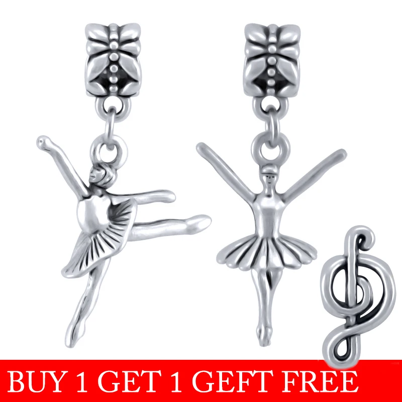 Шарм для балерины и серебряного цвета подходит браслетов Pandora с бусинами