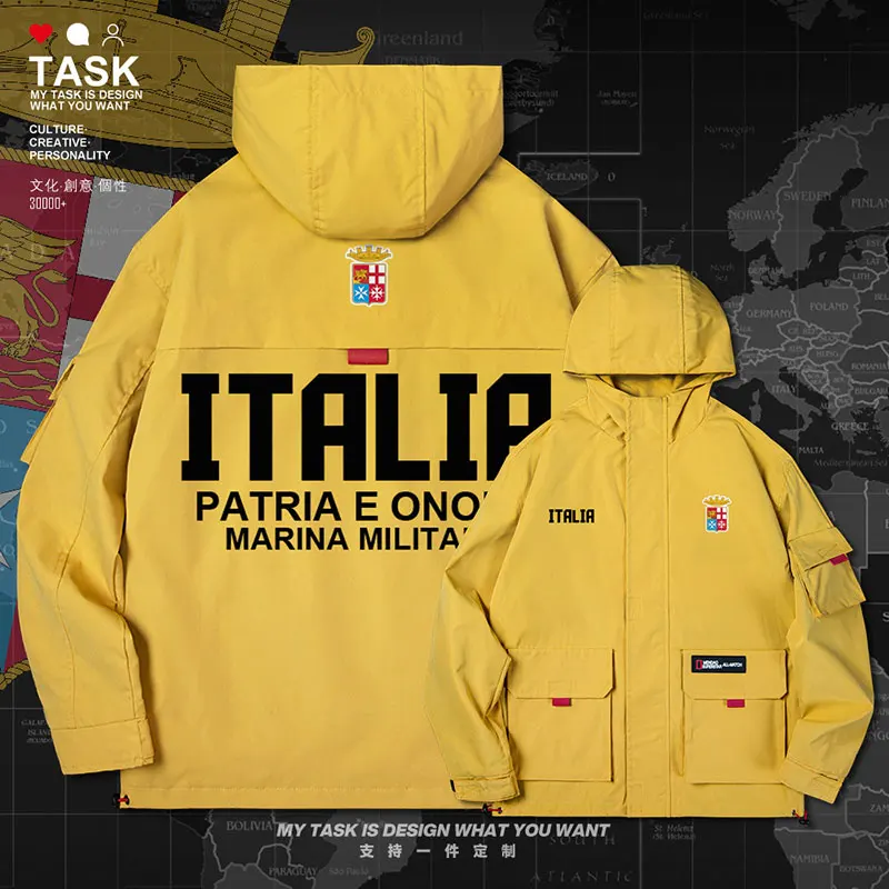 

Italy Italia Italian ITA men jacket hooded Navy logo army fan men's printed casual coat fashion long sleeve top clothes autumn