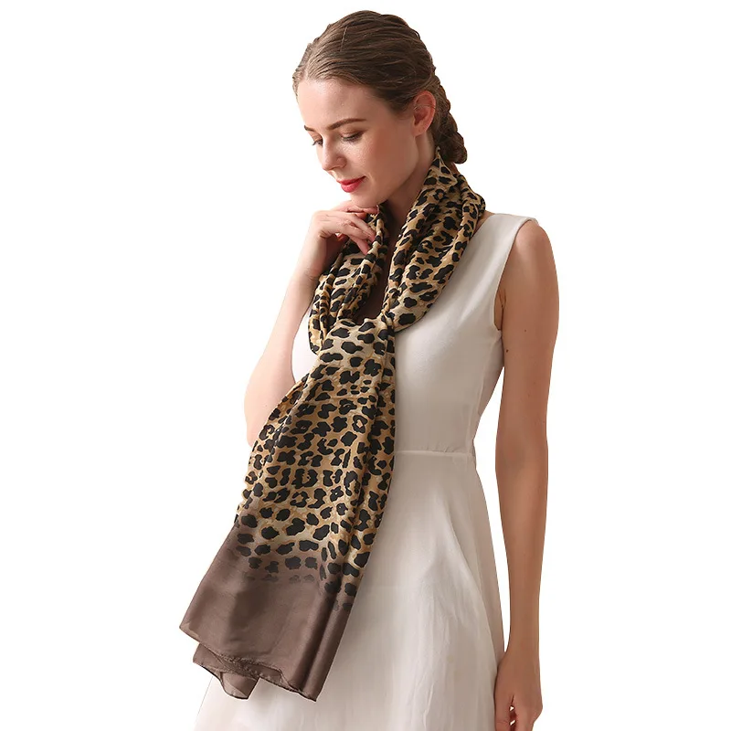 

Silk Scarf Female Printing New Silk Satin Silk Mulberry Silk Sunscreen All-match Long Scarf Beach Shawl