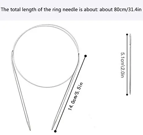 Вязание иглы 11 шт. 31 5 дюйма (80 см) Нержавеющая сталь круговой булавки крючком