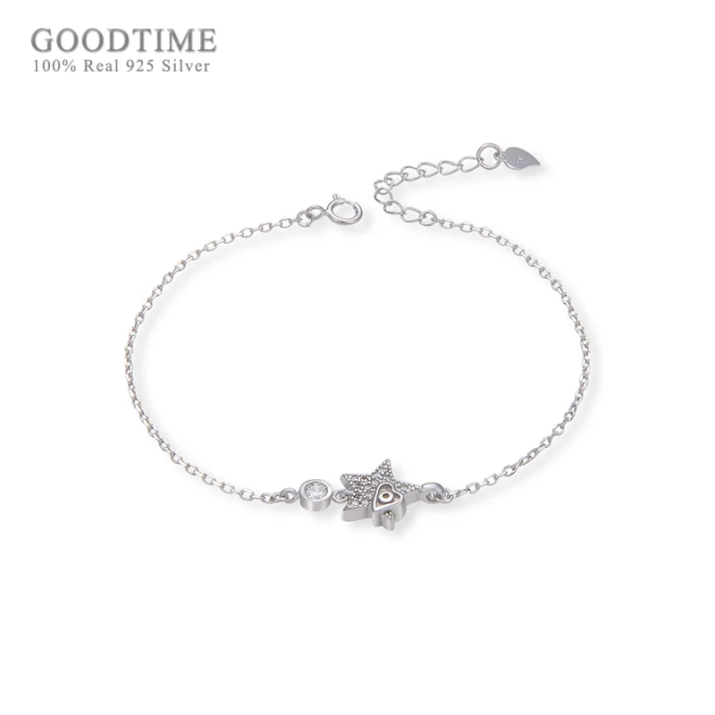 

Модные женские туфли Браслет из чистого S925 Стерлинговое Серебро циркон Звезда браслет, украшение, амулет Браслеты подарок для девочки ювел...