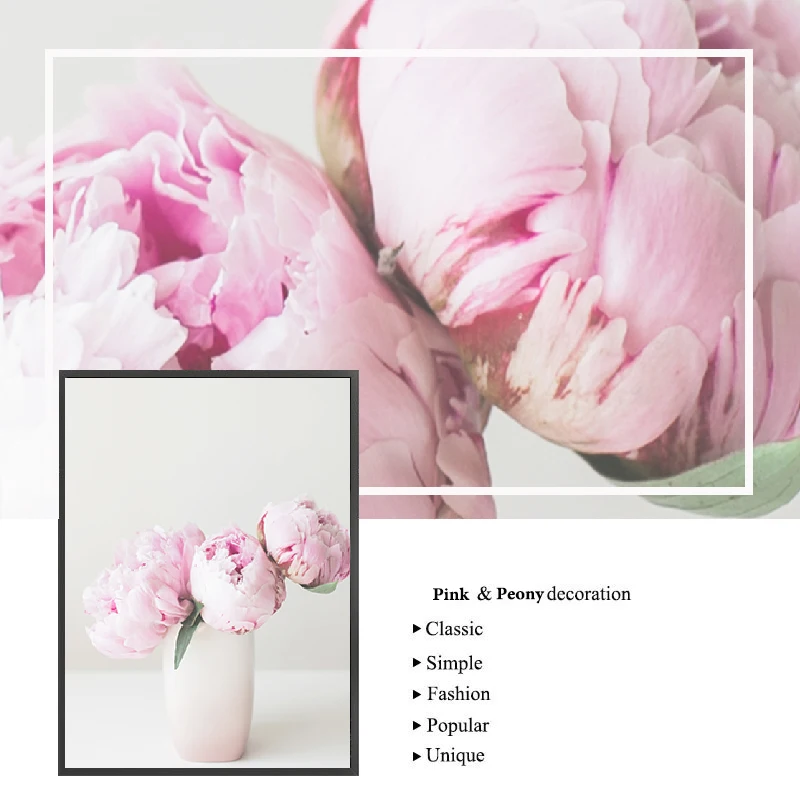 

Nordic Wall Art Canvas Painting Pink Peony Flower Poster And Print Floral Pictures For Living Room Modern Home Decoration