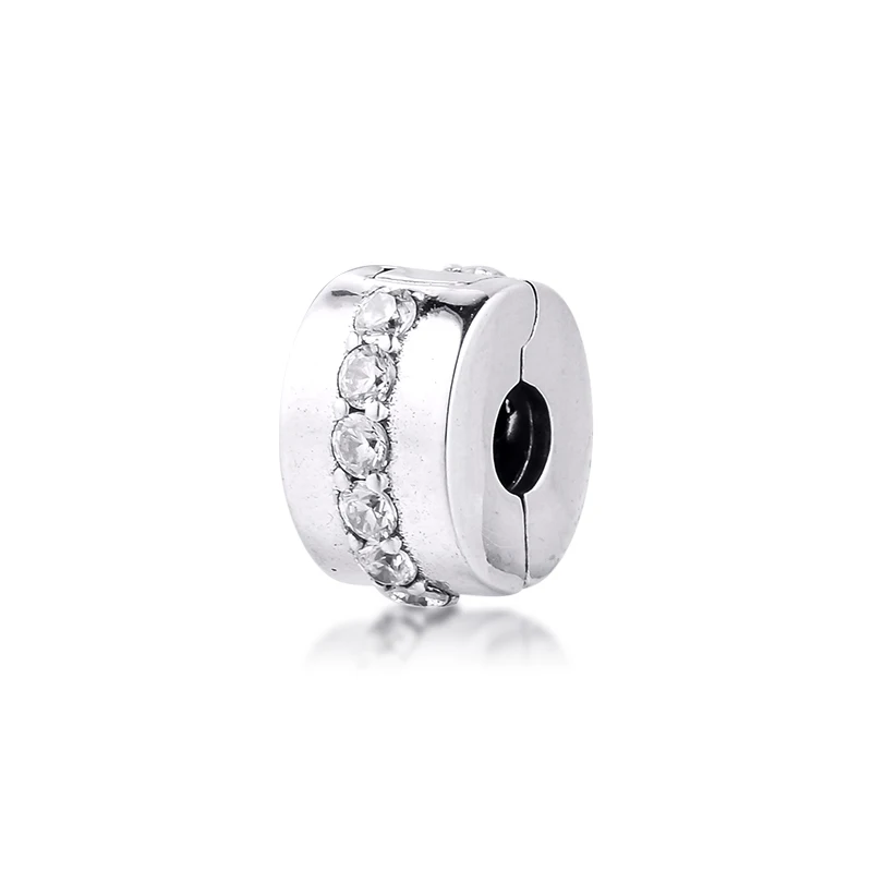 

DIY Fits Pandora Bracelets Shining Path Clip Charms With Clear Cubic Zirconia 100% 925 Sterling Silver Beads Free Shipping