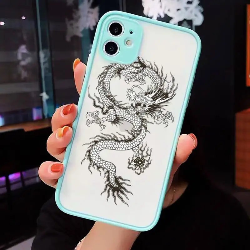 

Dragon Phone Cases matte transparent For blue iPhone 7 8 x xs xr 11 12 pro plus max mini Clear Funda