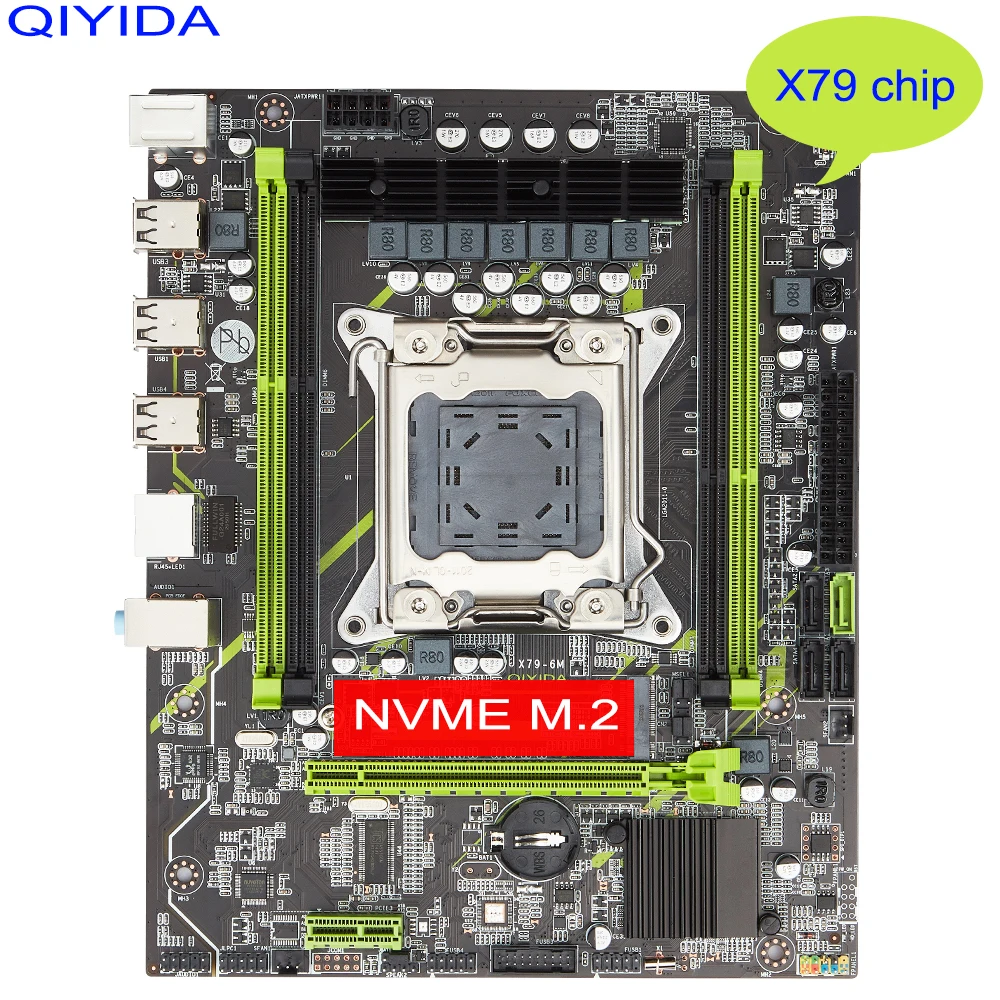 Чип qiyida X79 материнская плата LGA 2011 SATA3 поддержка памяти REG ECC и процессора Xeon E5