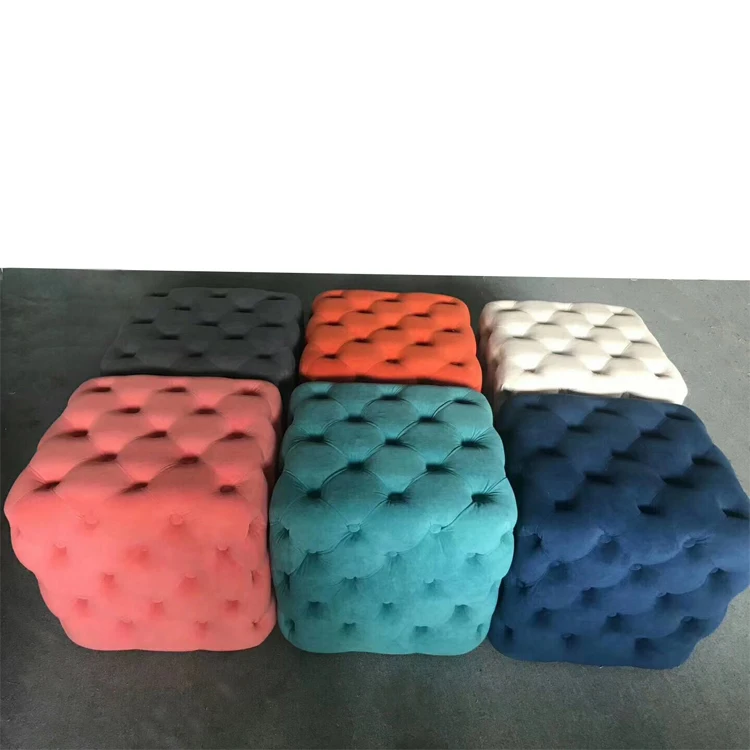 

2021 Factory customized comfortable velvet new design contemporary tufted ottoman,chesterfield bench,chsterfield stool