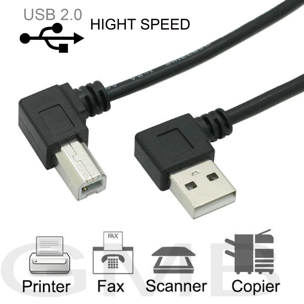 

90 degree left & right angle USB 2.0 A to usb2.0 B CABLE for printer scanners cable for hp canon EPSON brother printer 50cm