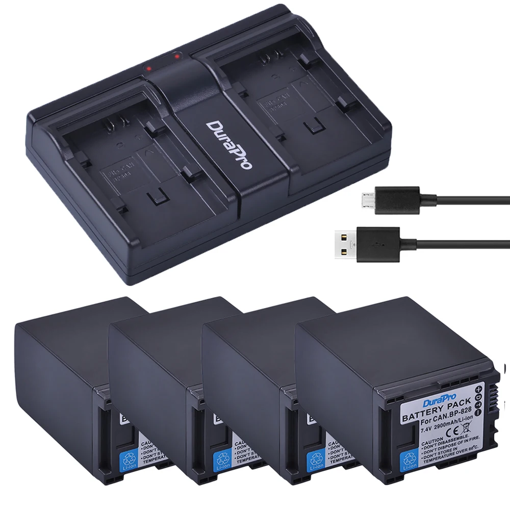 4 шт. для Canon BP 828 BP828 Аккумулятор камеры + зарядное устройство с ЖК экраном HFM300 HFM30