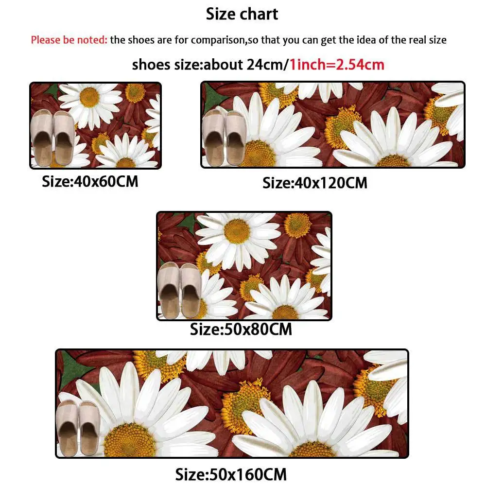 

American-Style Pastoral Style Chrysanthemum Large Flower Red Brown Kitchen Mat Combination into Mat Bedroom Strip Anti-slip Beds