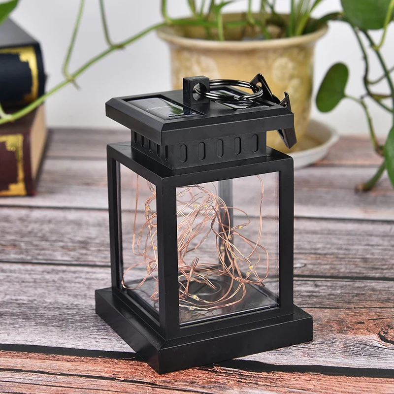 

Outdoor Garden Solar Powered Hanging LED String Lights Flickering Candle Lantern Lamp for Garden Decorative