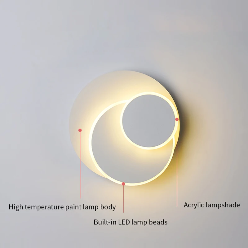 

LED Wall Lamp for Bedroom Bedside Living room Sconce Black White 360 Degrees Rotatable Wall Light Square Round Lights