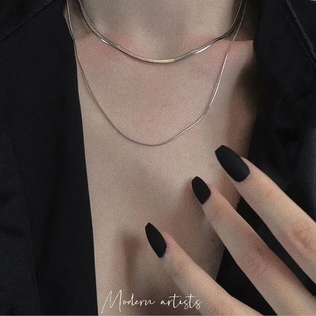 

Простое Двухслойное серебряное ожерелье до ключиц, модное женское ожерелье в стиле хип-хоп с холодным ветром, роскошная маленькая искусств...