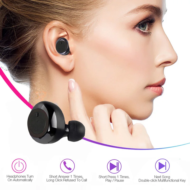 

TWS Bluetooth 5.0 Wireless Earphones HiFi Noise Reduction Stereo In-ear Headphones Sport Headset Earbuds Audifonos Inalambricos