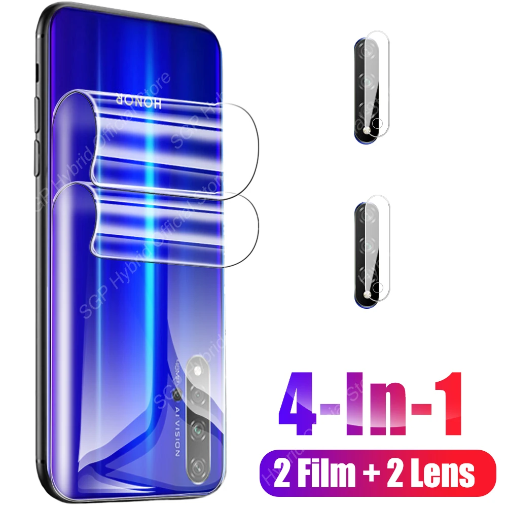 

4в1 полная задняя защитная Гидрогелевая пленка для Honor 20 Pro 20E 20S Honor20 Lite 20pro 20 lite мягкое стекло для объектива камеры