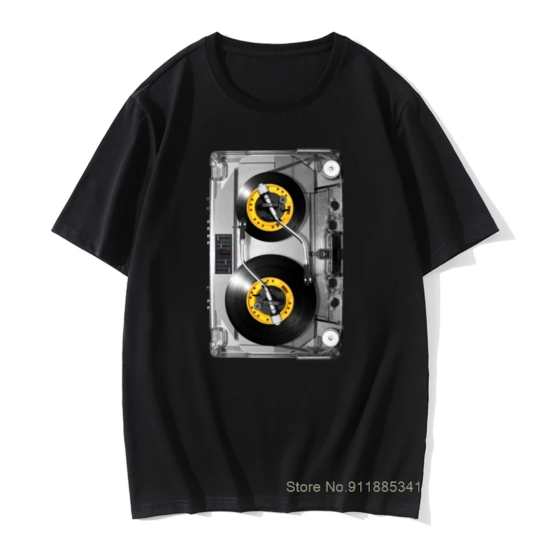 Футболка NONSTOP PLAY Мужская, тенниска с 3D рисунком кассеты 80s, рубашка с принтом рок-н-ролла, топ в стиле хип-хоп, хлопковая черная
